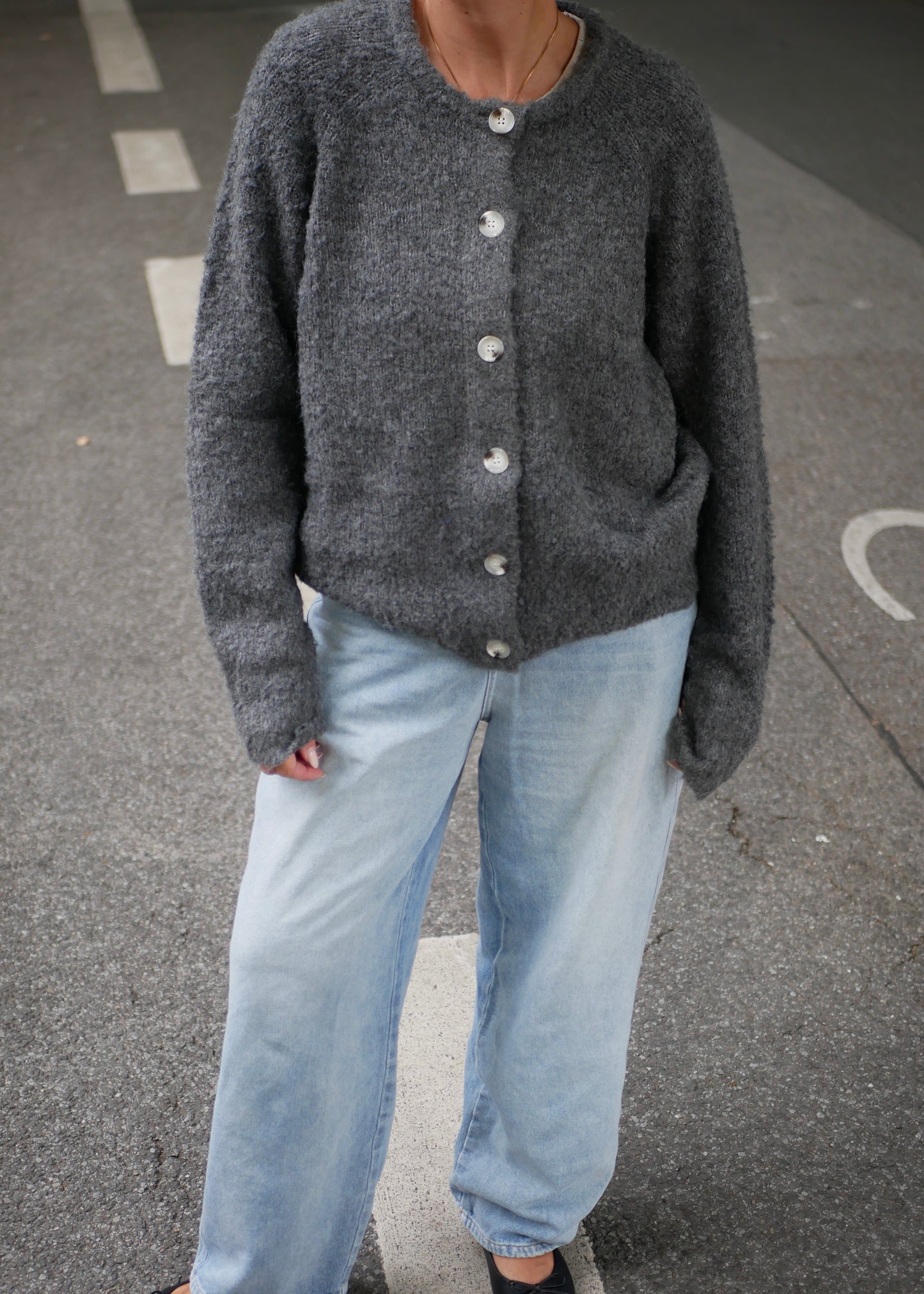 ‘POPPY‘ big knit Cardigan gray