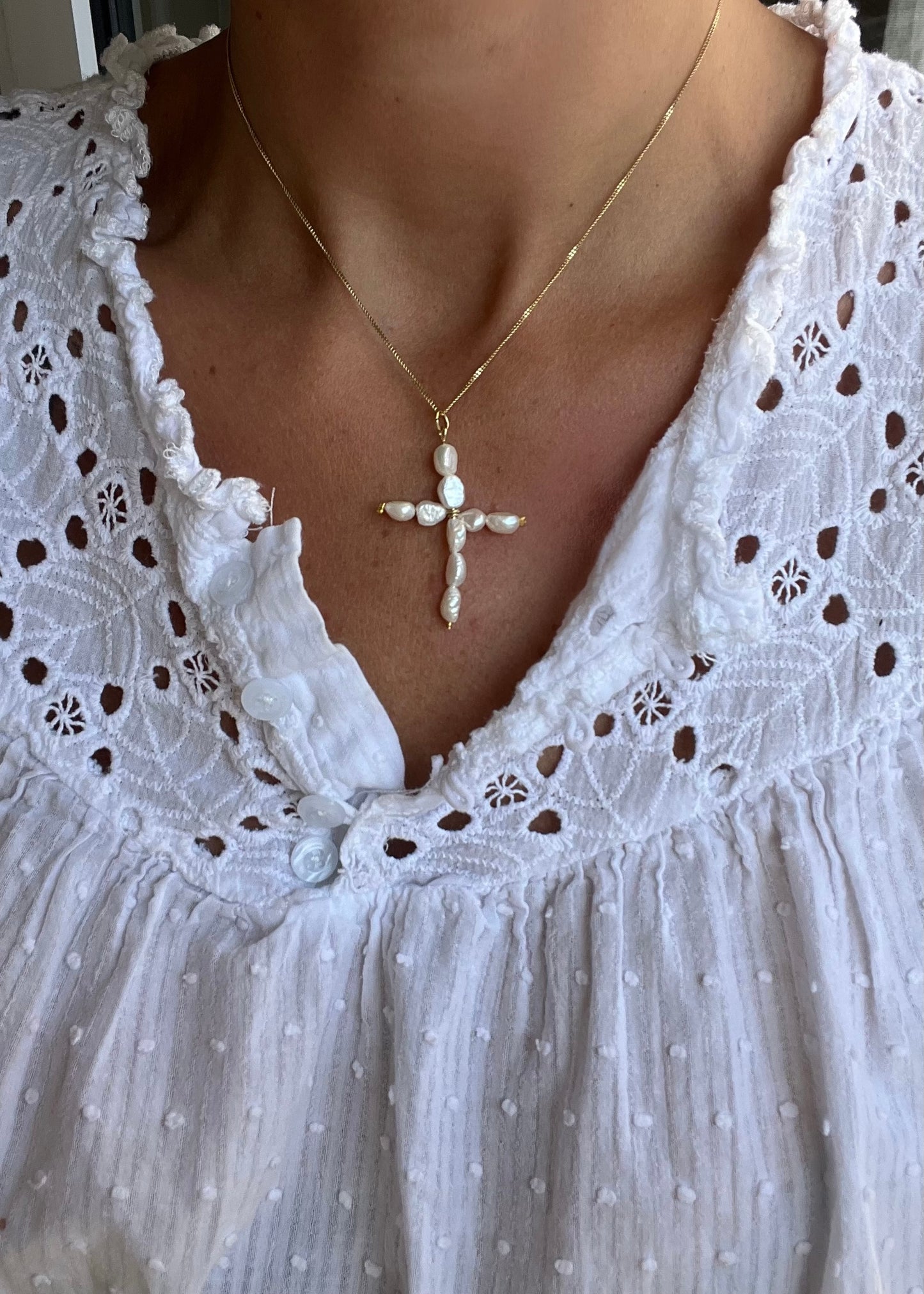 Pearl Cross Necklace