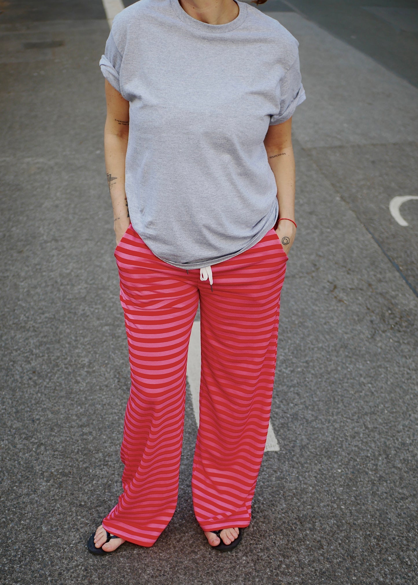 Summer pants gestreift pink/rot