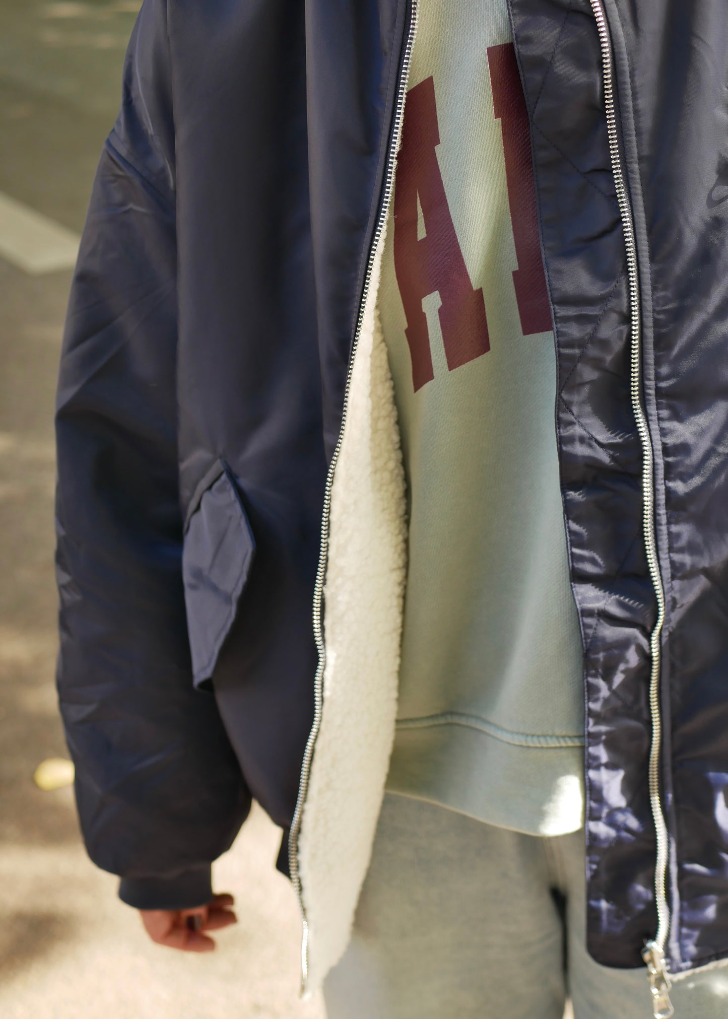 ‘TEDDY’ Classic Nylon Bomber Navy reversible