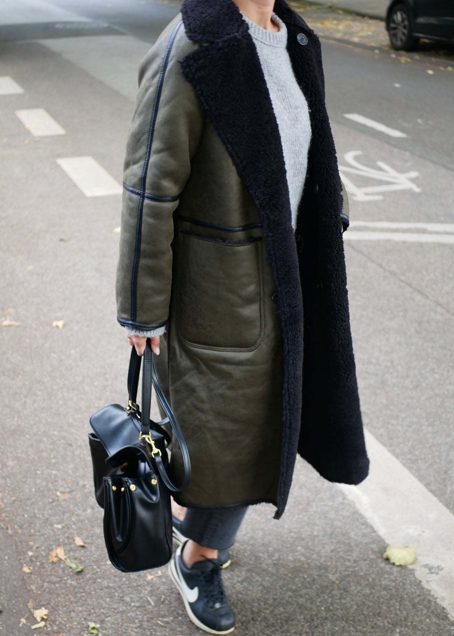 ‘TEDDY’ Coat khaki/black reversible