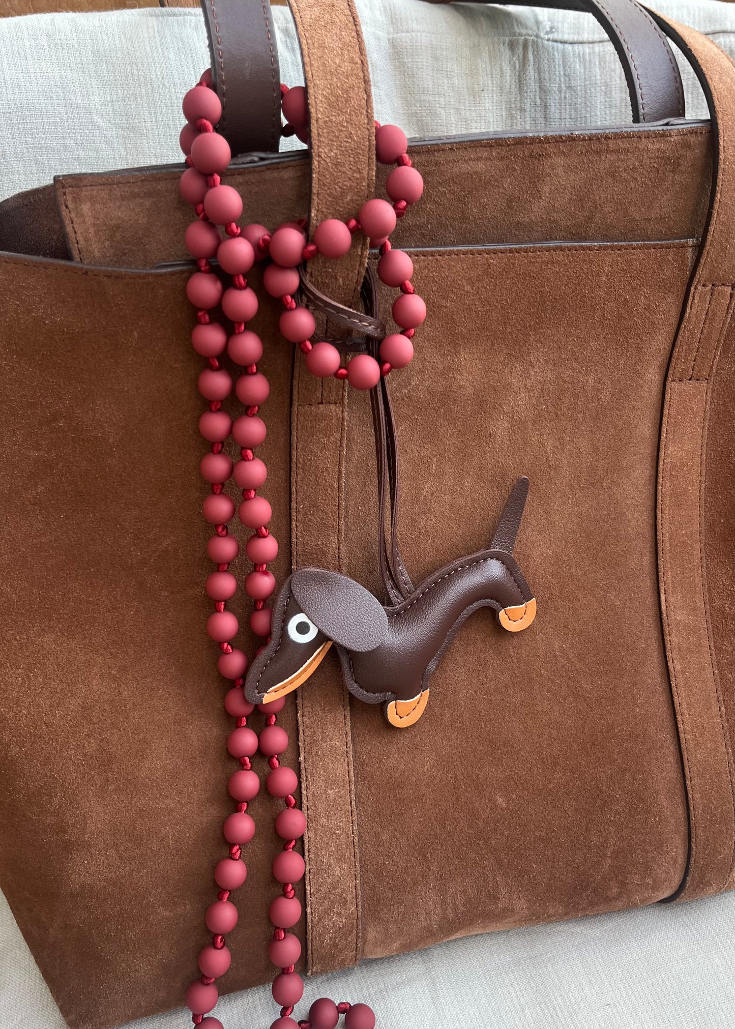 `PHONE PEARL CHAIN` red