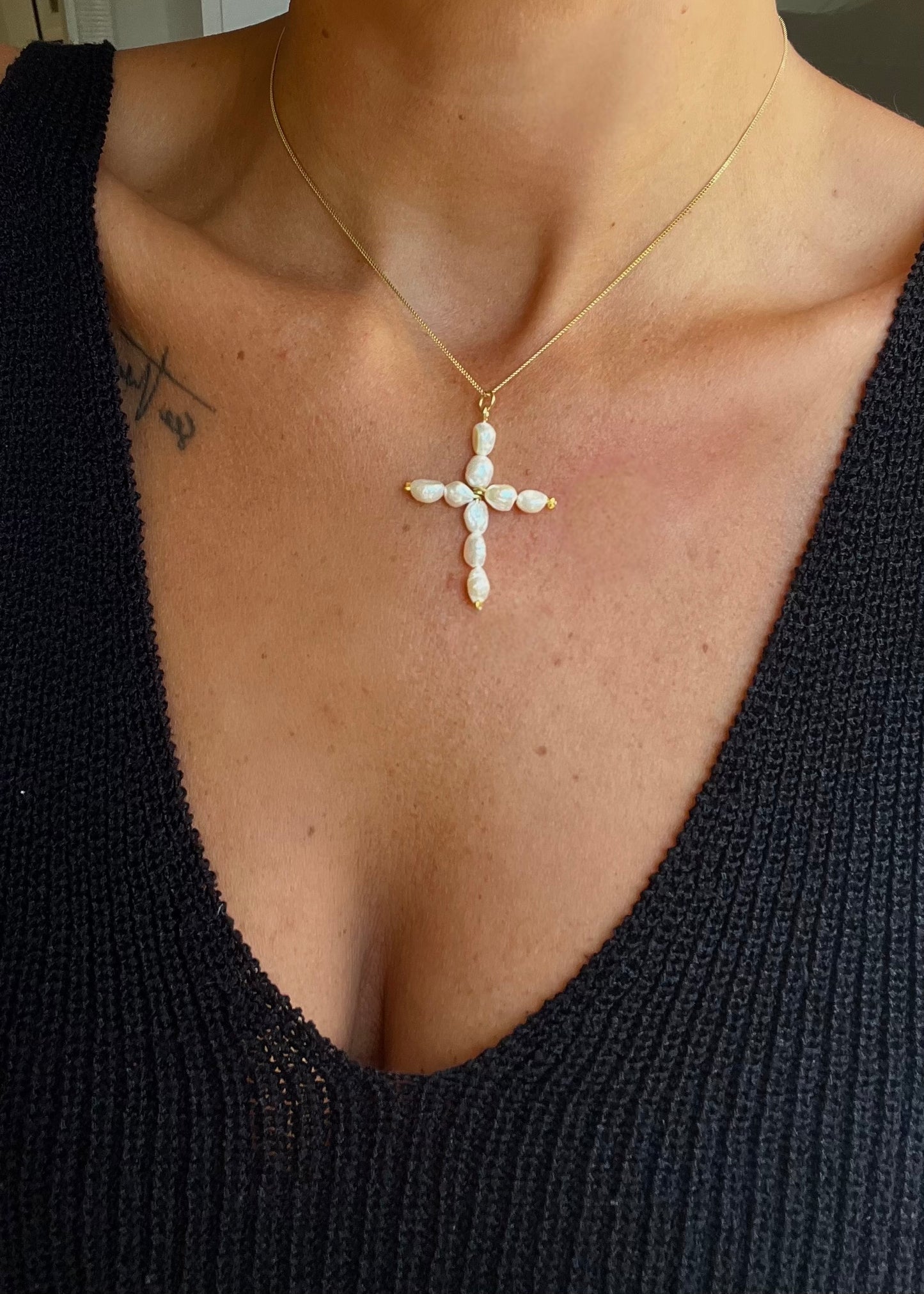 Pearl Cross Necklace