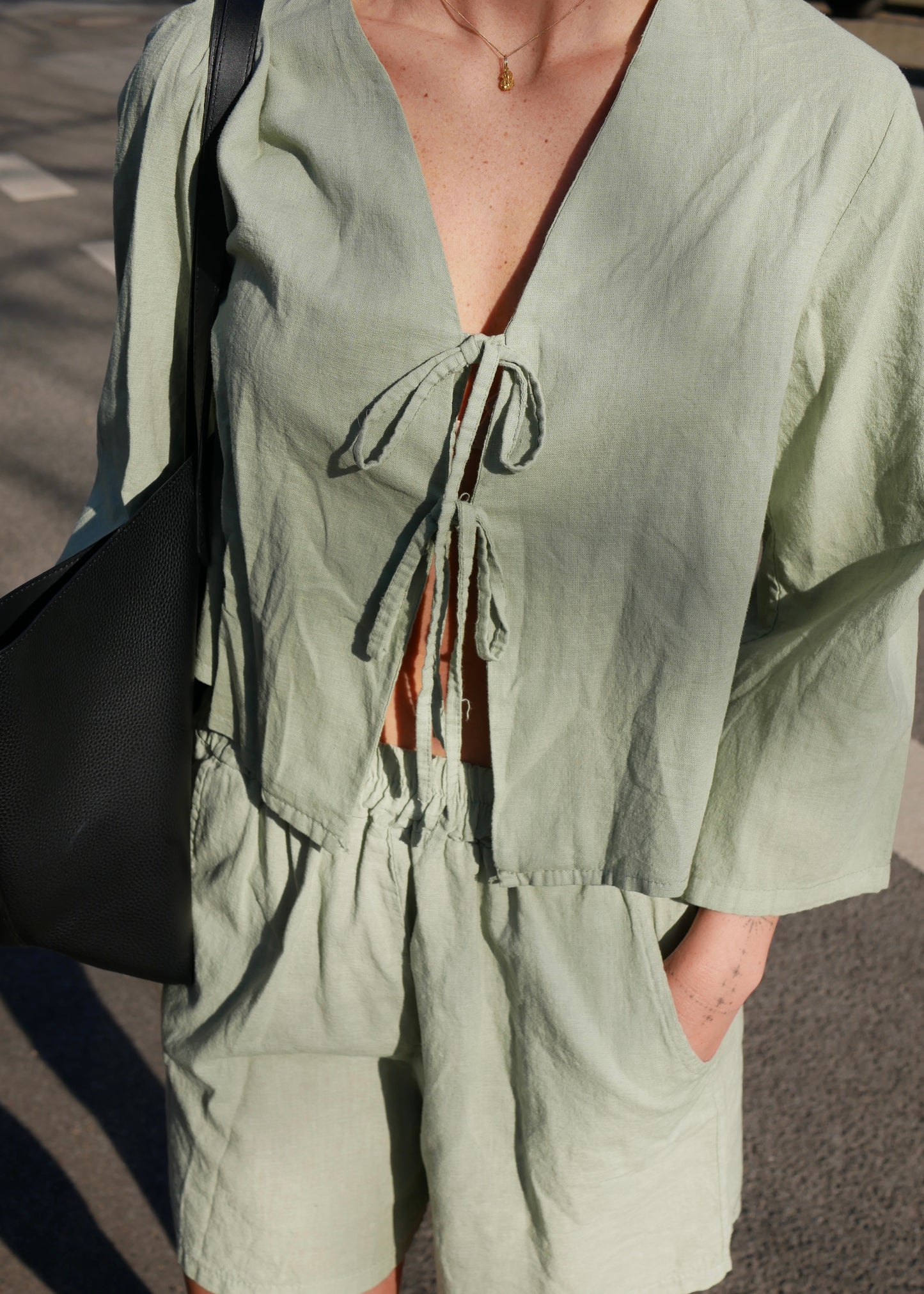 Soft olive linen blouse