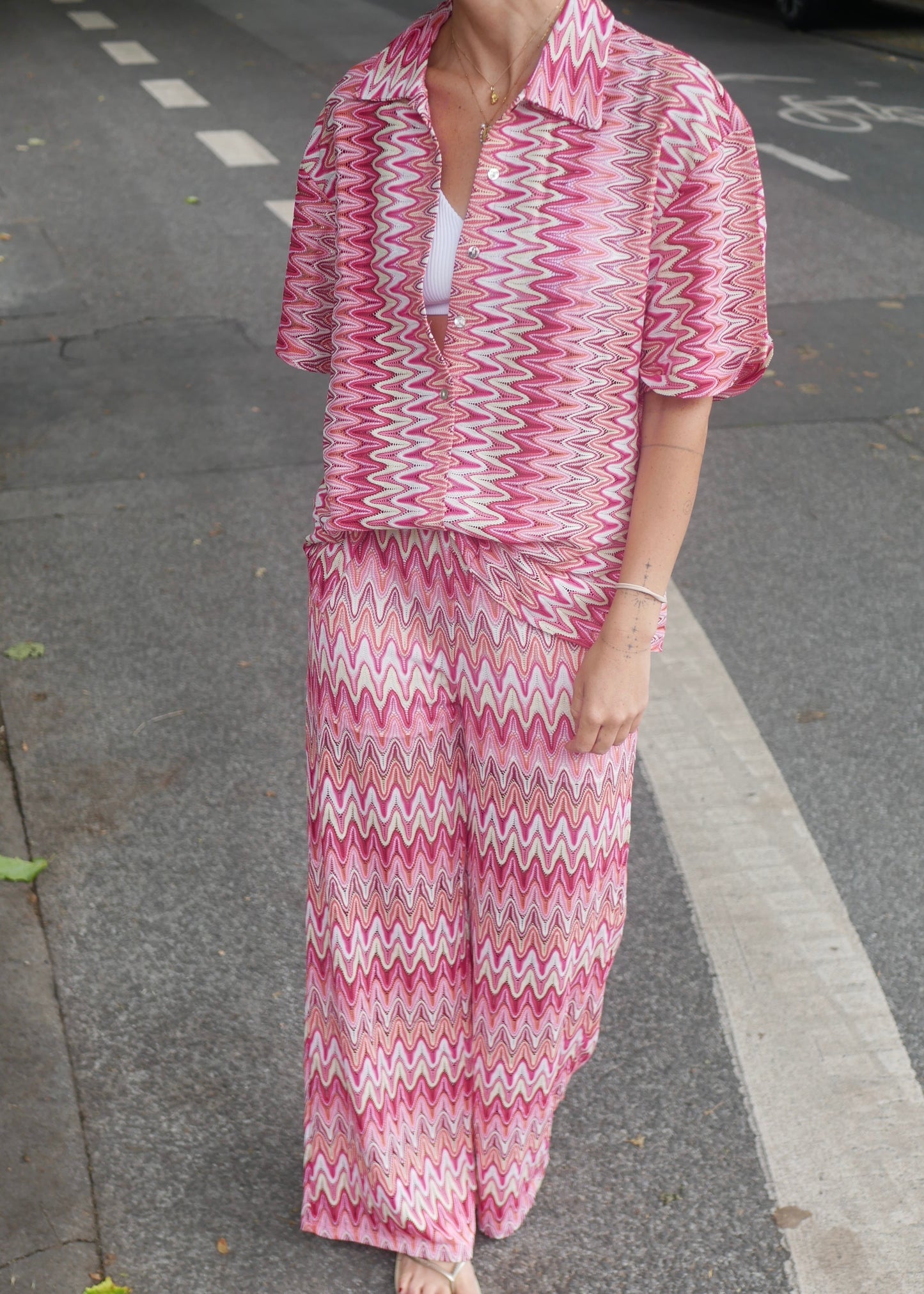 ‘CHEVRON’ crocheted pants sunrise