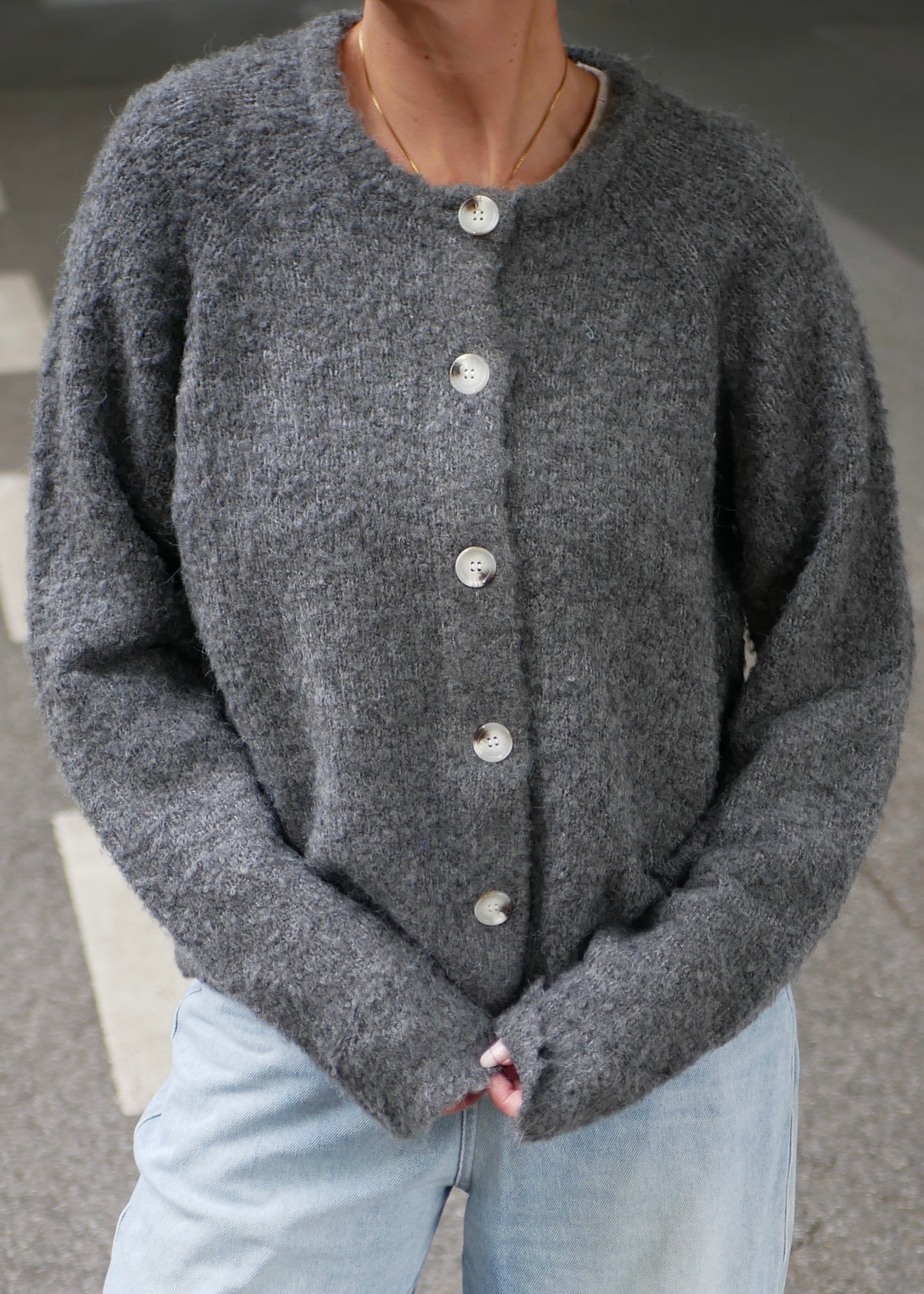 ‘POPPY‘ big knit Cardigan gray