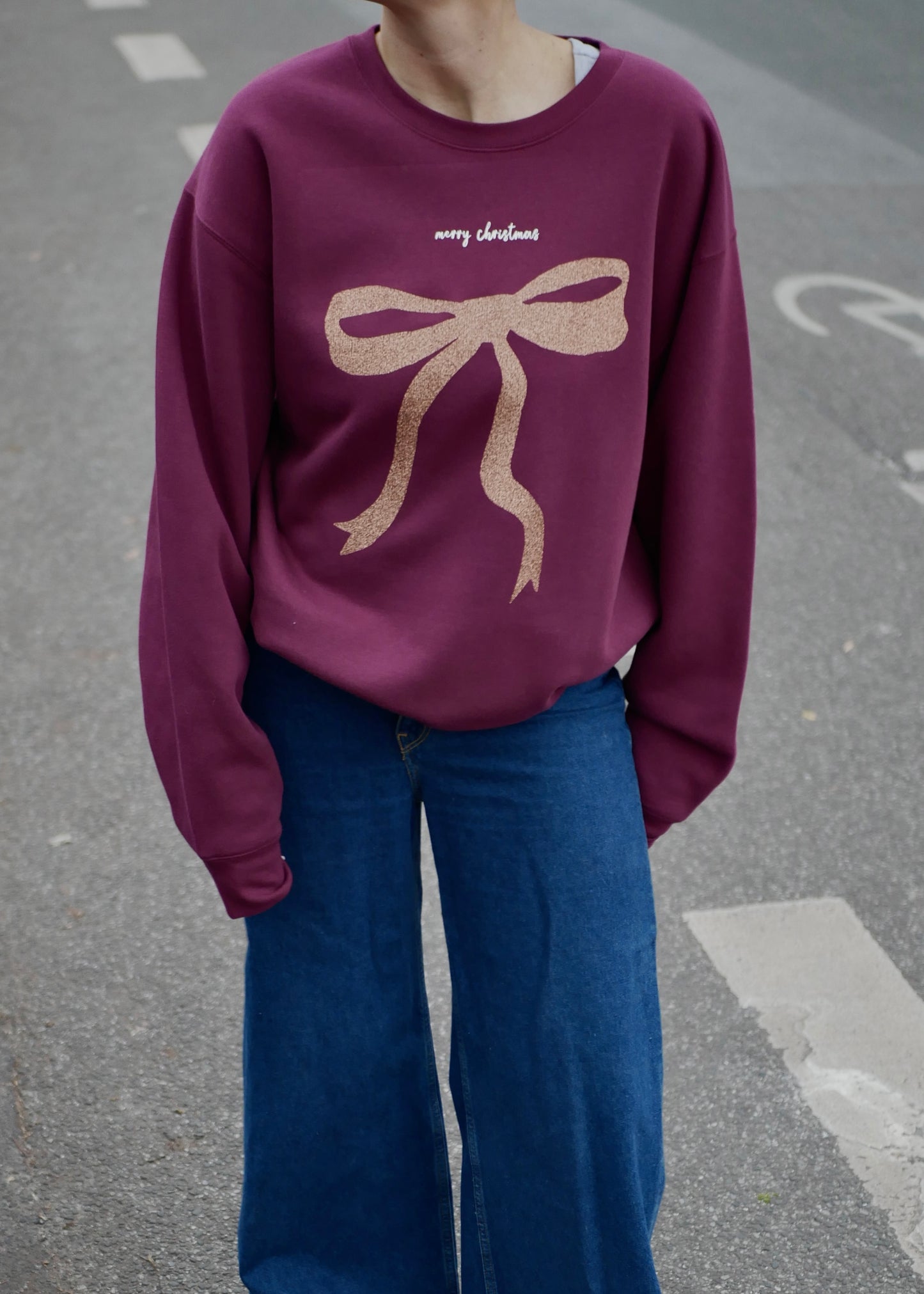 'THE BOW' X-MAS Sweater bordeaux