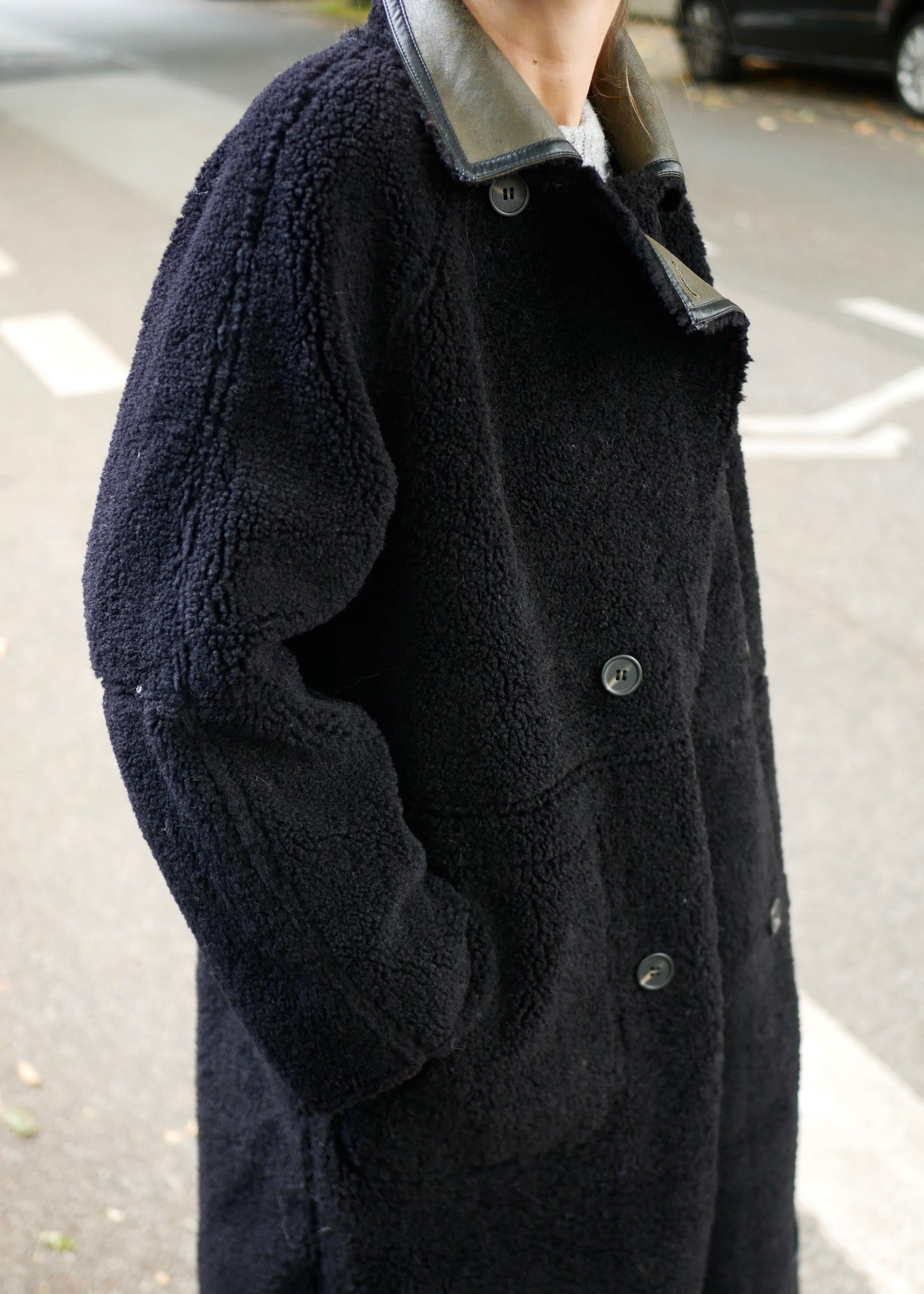 ‘TEDDY’ Coat khaki/black reversible