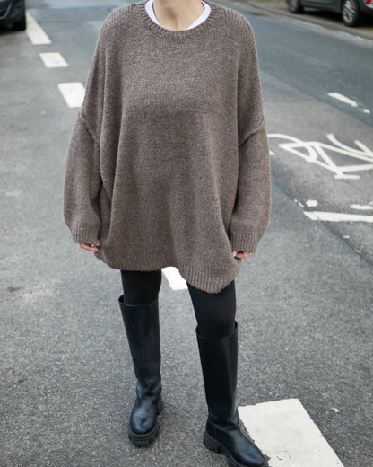 „BIG KNIT“ Pullover taupe / brown