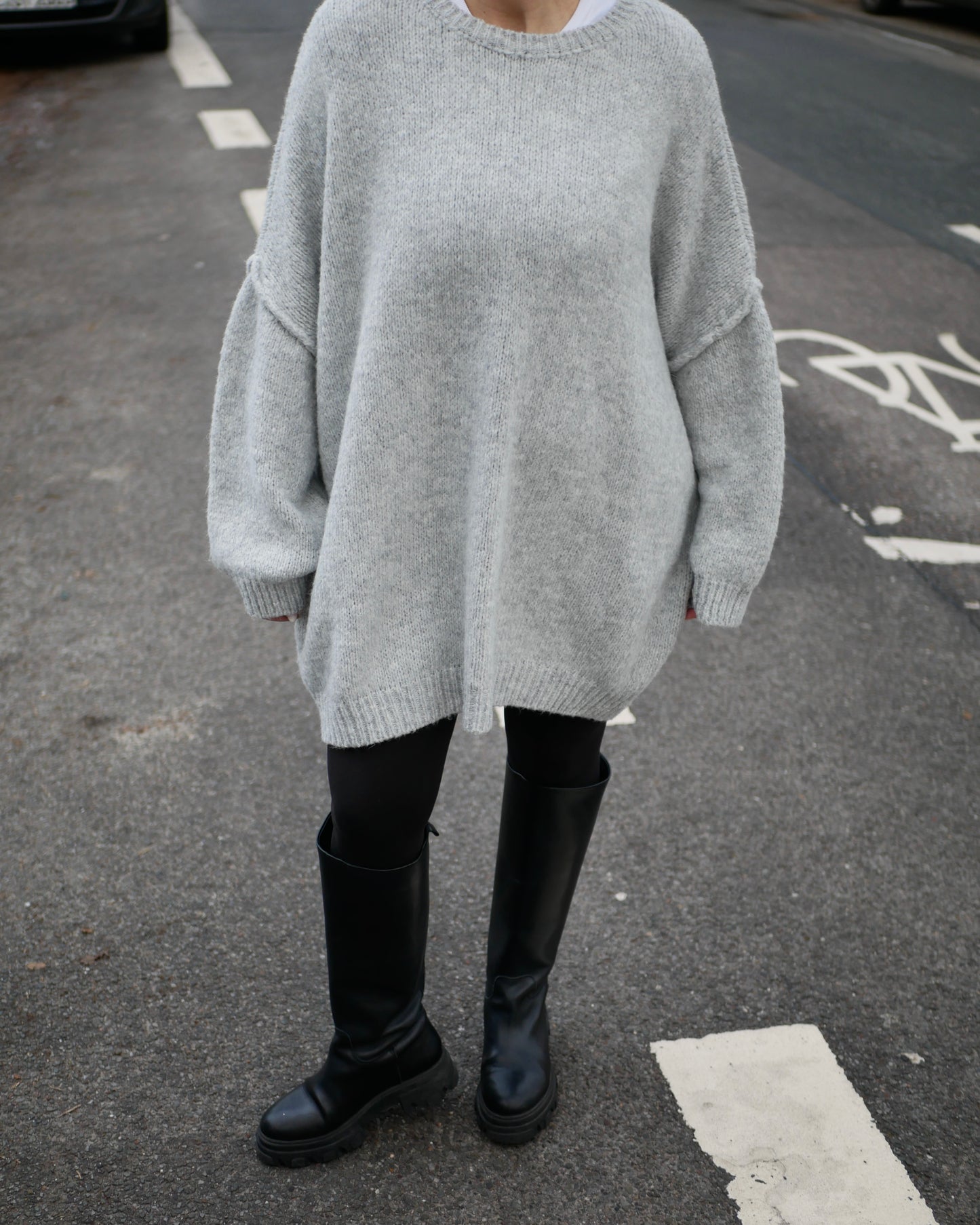 „BIG KNIT“ Pullover grau