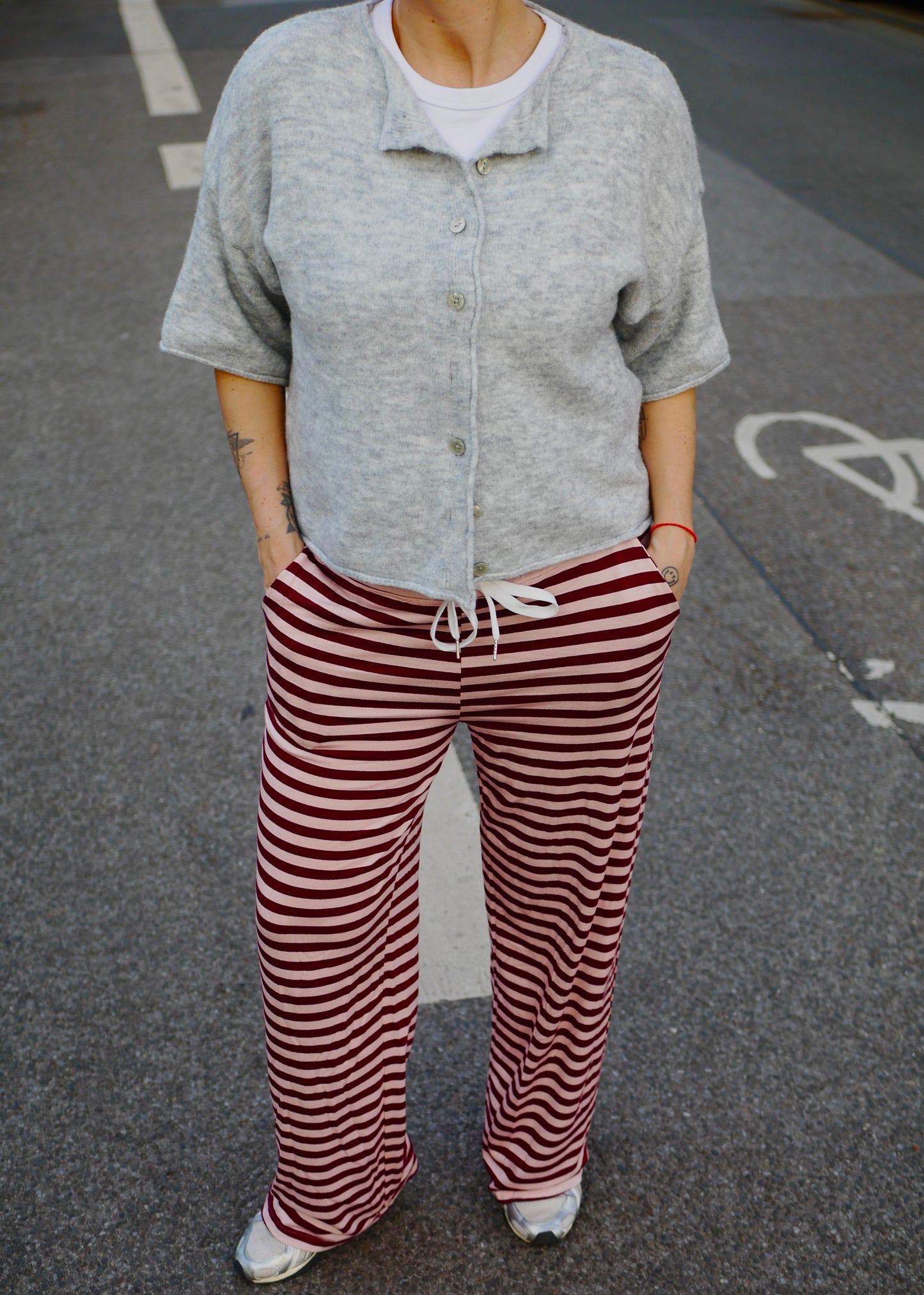 Summer pants stripes cherry/rosé
