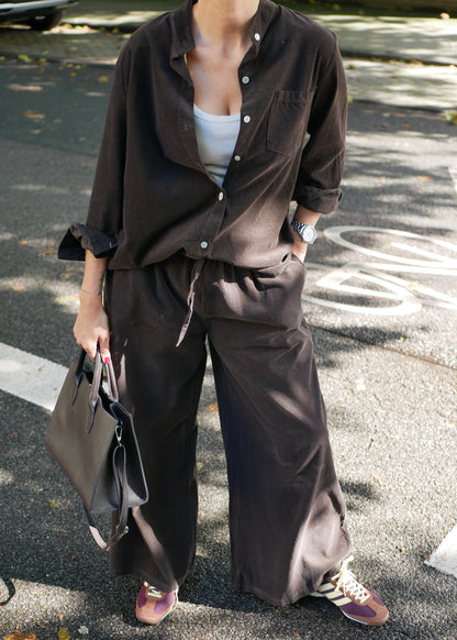 ‘WIDE LEG CORD' pants chocolate