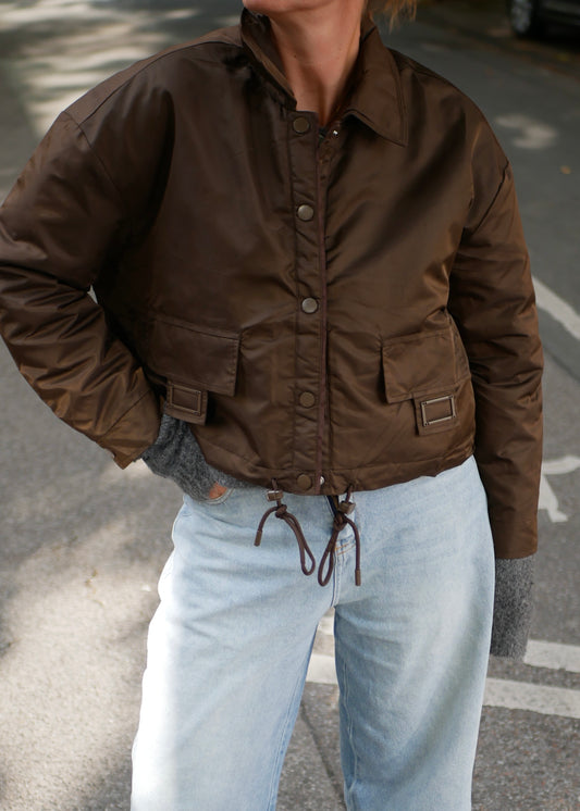 ‘THE PILOT’ Nylon Bomber chocolate