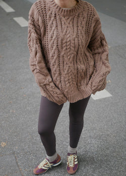 ‘CABLE‘ pattern big knit pullover choco