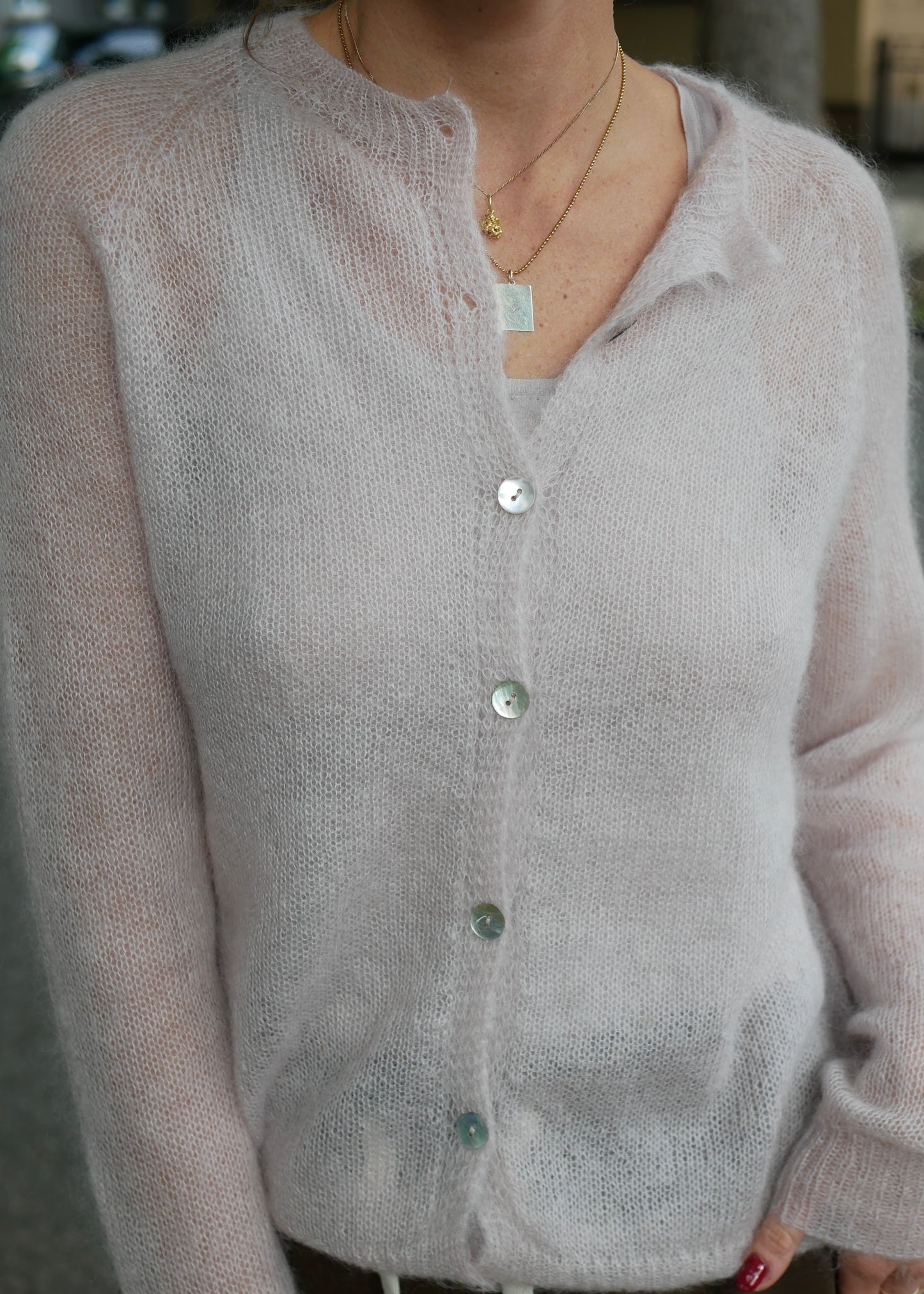 ‘FLUFFY KNIT’ cardigan powder