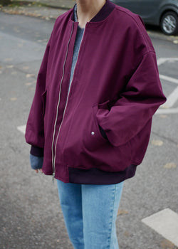 ‘BERRY’ College Bomber Jacket Bordeaux