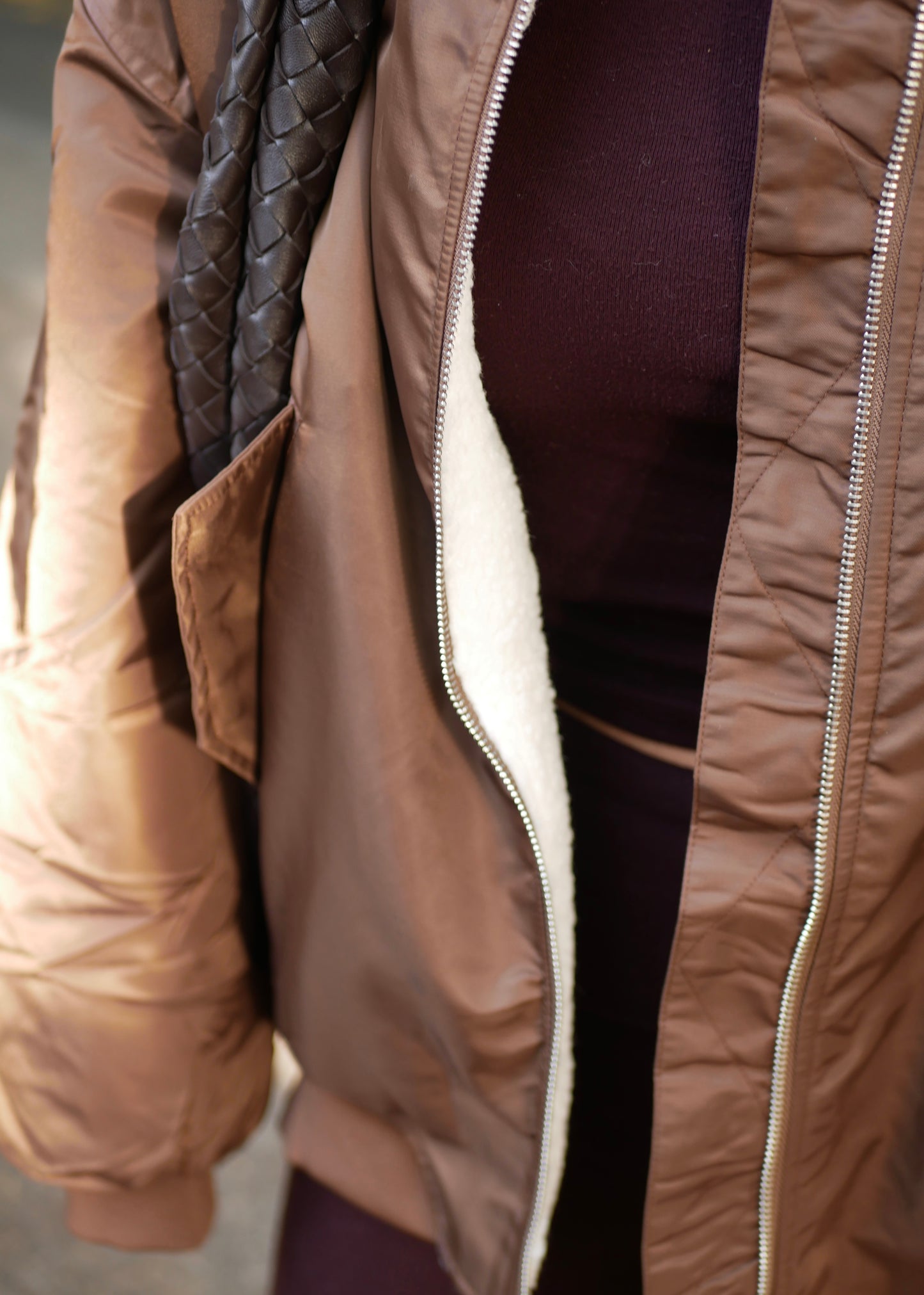 ‘TEDDY’ Classic Nylon Bomber Chocolate reversible