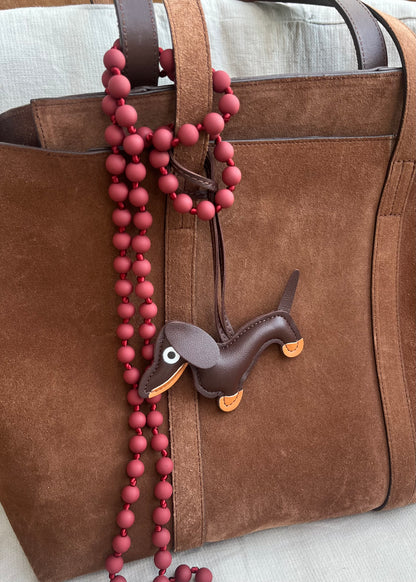 `PHONE PEARL CHAIN` red