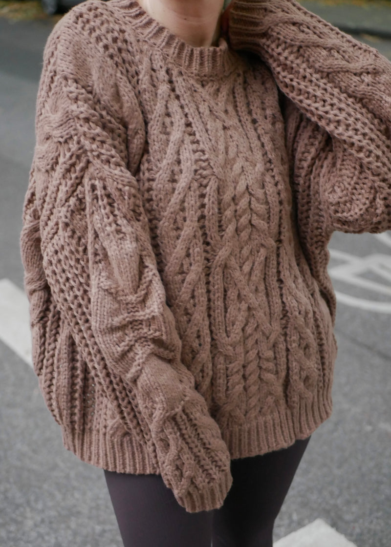 ‘CABLE‘ pattern big knit pullover choco