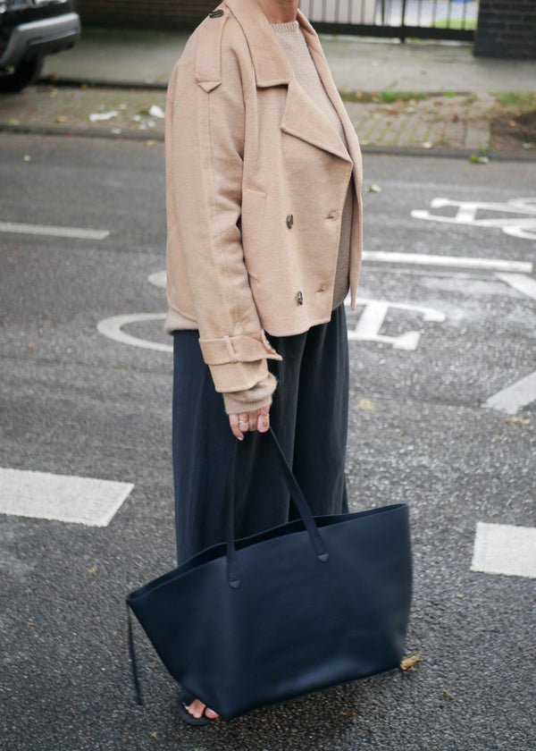 ‘WORKER WOOL TRENCH’ camel