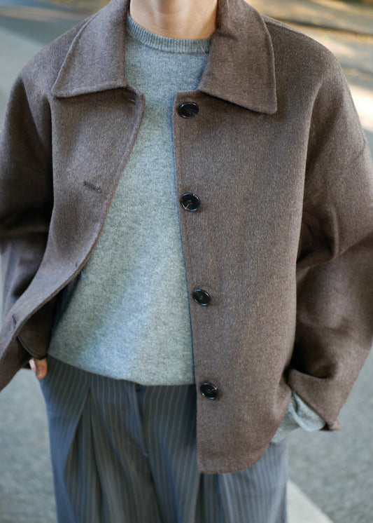 ‘MACY WOOL JACKET’ chocolate