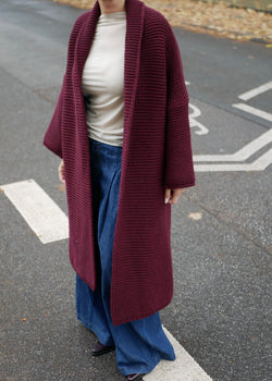 ‘BIG KNIT COAT’ cherry wine