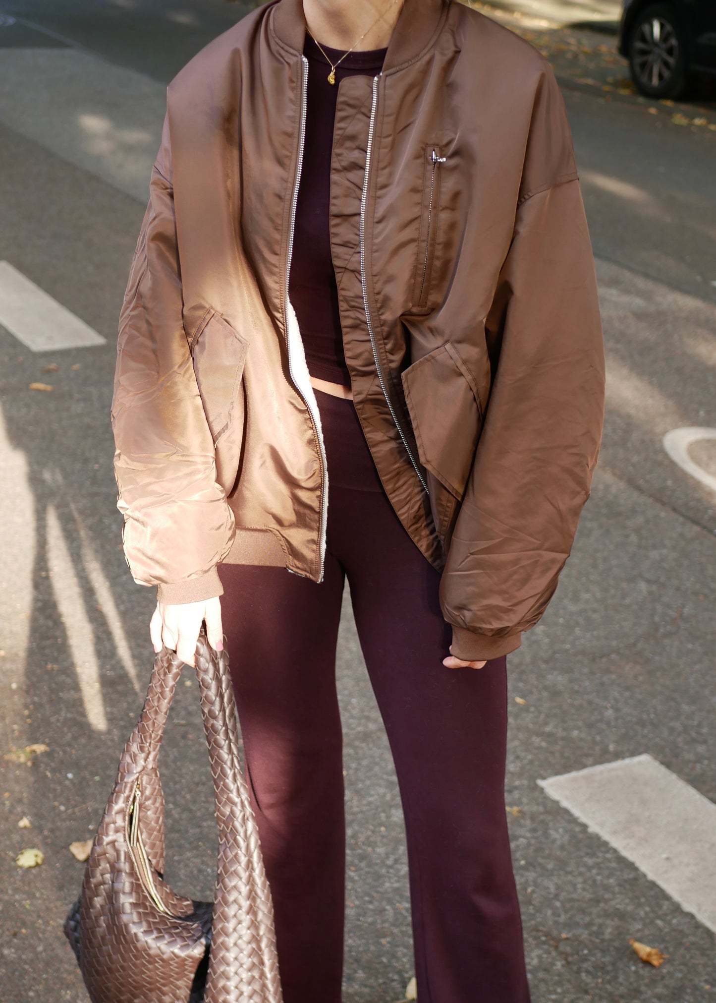 ‘TEDDY’ Classic Nylon Bomber Chocolate reversible