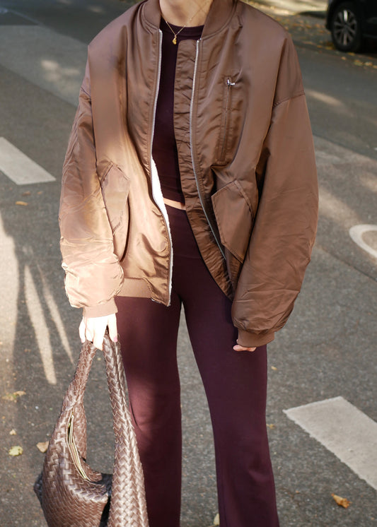 ‘TEDDY’ Classic Nylon Bomber Chocolate reversible