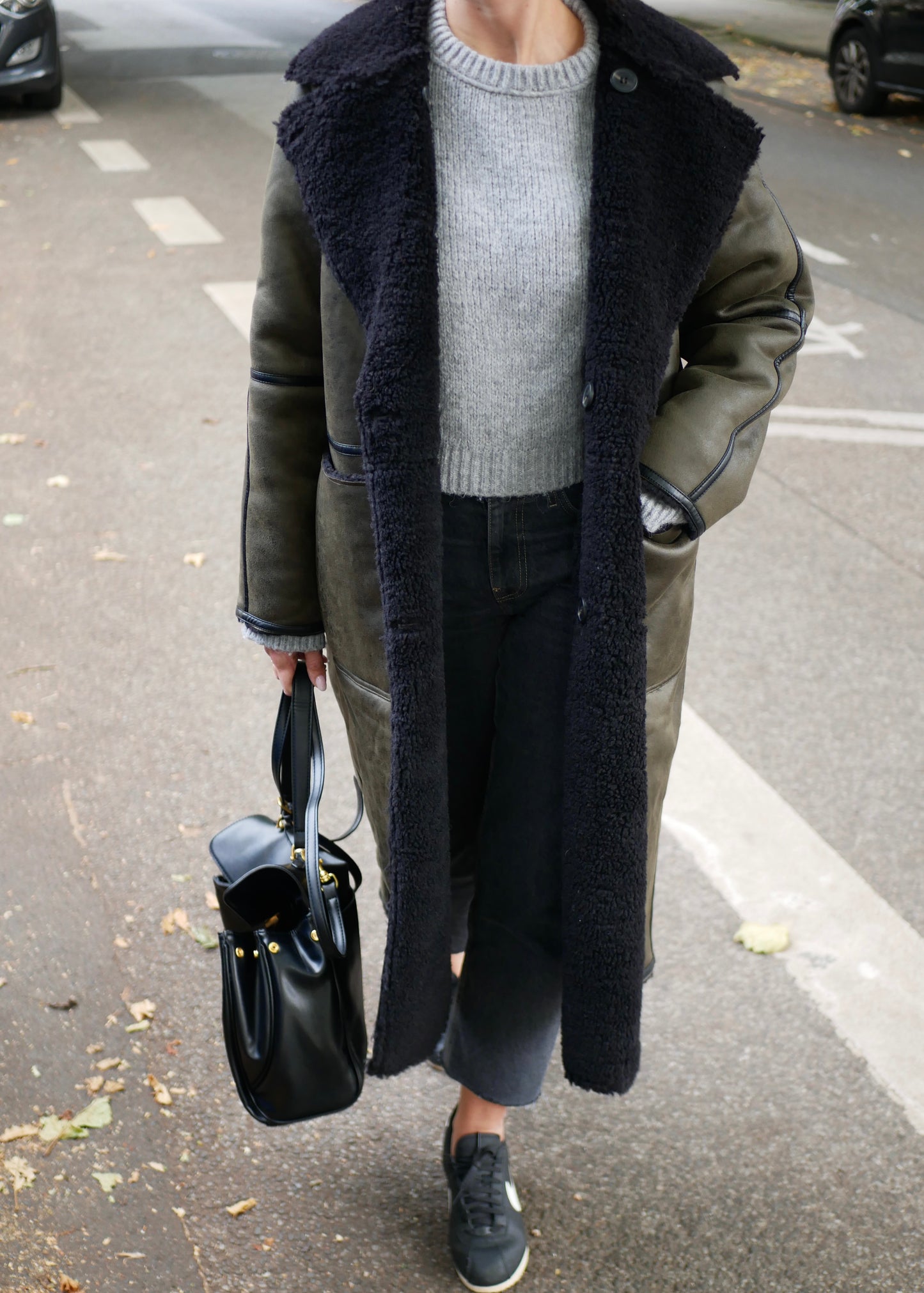 ‘TEDDY’ Coat khaki/black reversible