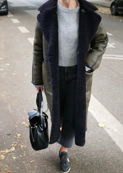 ‘TEDDY’ Coat khaki/black reversible