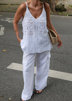 ‘DREAMY CROCHET’ Top white