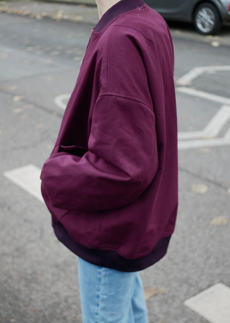 ‘BERRY’ College Bomber Jacket Bordeaux