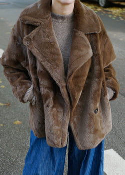 ‘SOFT FUR SHORT COAT’ CHOCOLATE