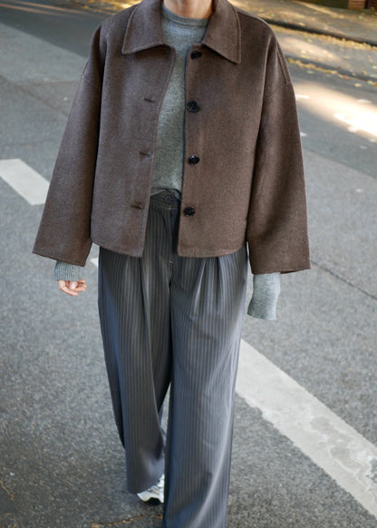 ‘MACY WOOL JACKET’ chocolate