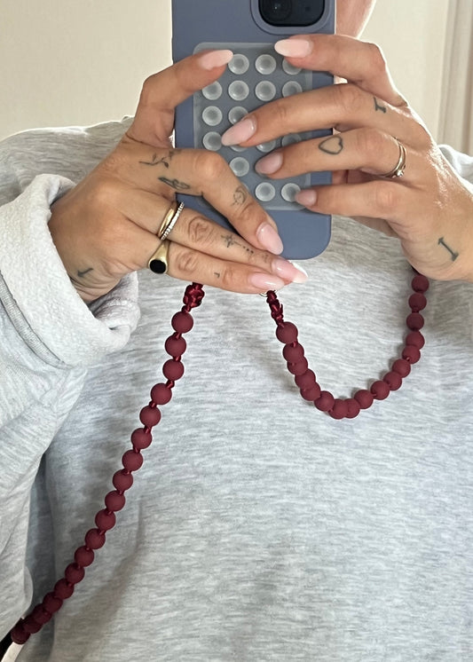 `PHONE PEARL CHAIN` red