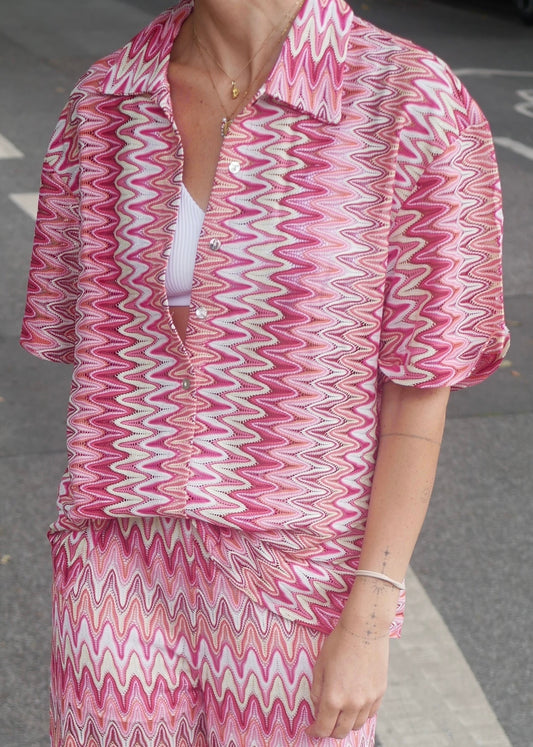 ‘CHEVRON’ crocheted shirt sunrise
