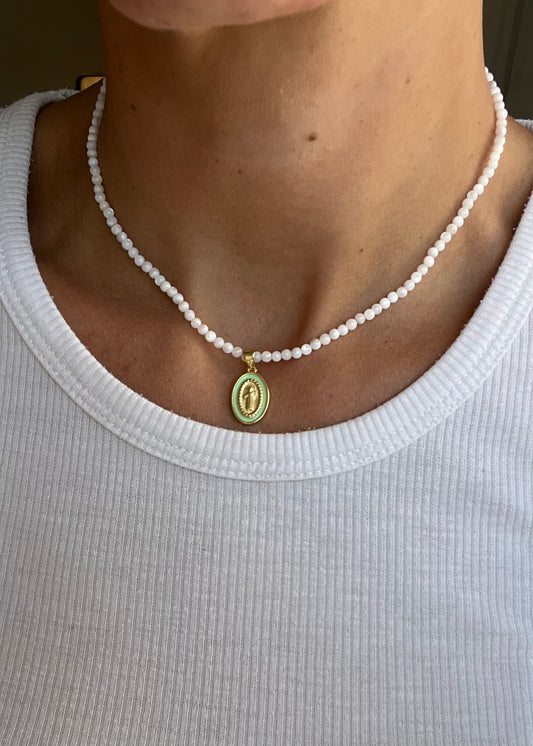 MOON STONE MEDAL Necklace