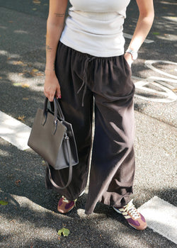 ‘WIDE LEG CORD' pants chocolate