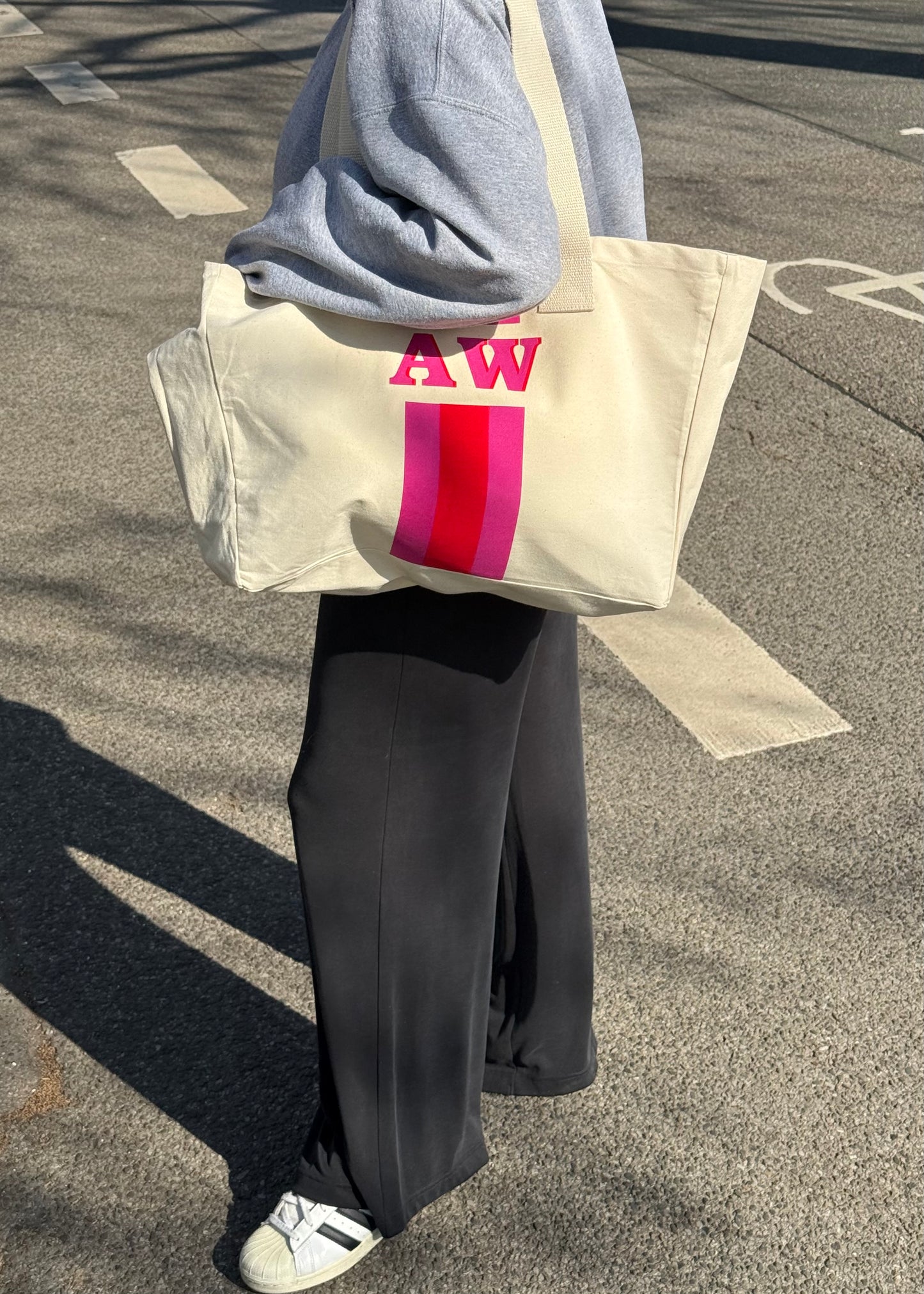 L.A.LU INITIAL CANVAS SHOPPER SET • Pink / Rot