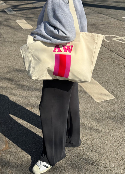 L.A.LU INITIAL CANVAS SHOPPER SET • Pink / Rot