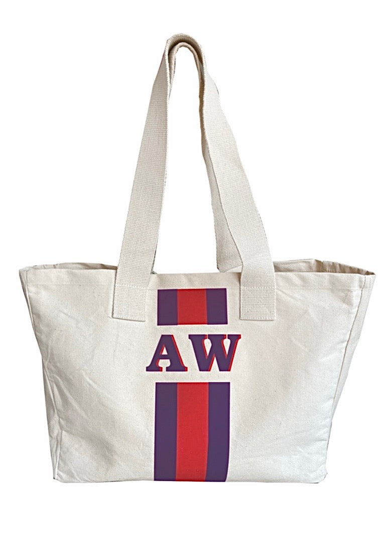 L.A.LU INITIAL CANVAS SHOPPER SET • Lila / Rot