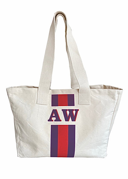 L.A.LU INITIAL CANVAS SHOPPER SET • Lila / Rot