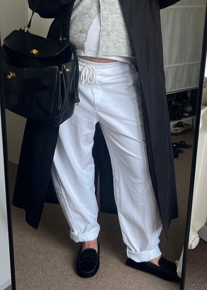 Summer Cotton Sweat Pants white